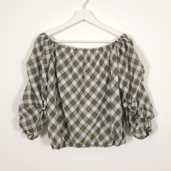 Max Studio London Green Checker Plaid Top - Picture 1 of 11